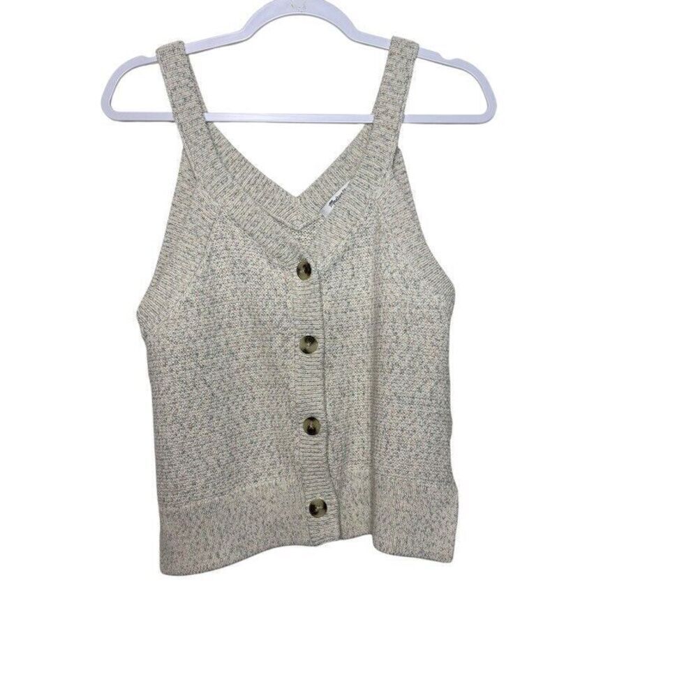 Madewell Marled‎ Wakefield Rainbow Button-Front Sweater Tank Women M Cream Multi